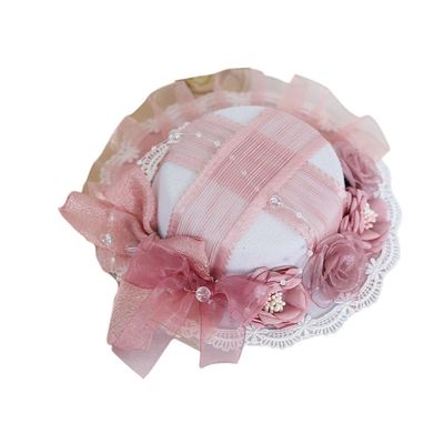 TTYAO REII Elegant Lolita Hair Accessories Women Yarn Lace Headpieces Pink Headwear for Birthday Prom Wedding Party (Mini Top Hat)