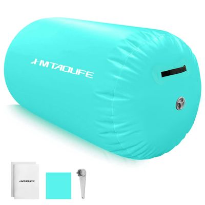 Gymnastics Air Roller Air Barrel, Inflatable Tumble Roller Mat, Air Roller Gymnastics Barrel Kids Back Somersault Backbend Trainer for Yoga Training Cheerleading Home Use