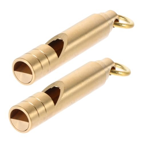 BESPORTBLE 4pcs Retro Brass Whistle Keychain for Outdoor Survival Referee Whistle Compact Design for Hiking Camping Sports and Emergency Situations