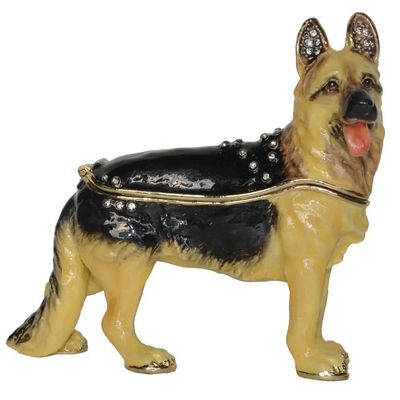 LiuliuBull German Shepherd Dog Trinket Box, Keepsake Box, Jewelry Container, Dog Figurine, Sculpture Gift