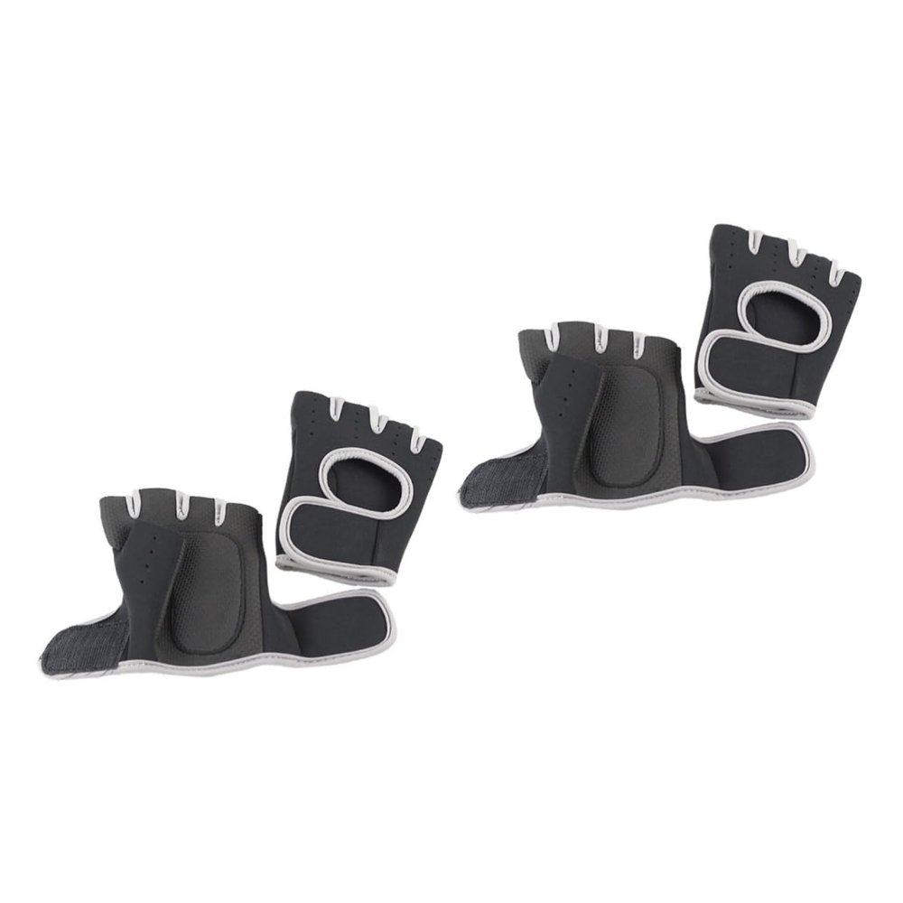 BESPORTBLE 2 Pairs Gym Gloves Exercise Gloves Half Finger Design Non-Slip for Weightlifting Barbell Fitness Yoga Size s (Grey)