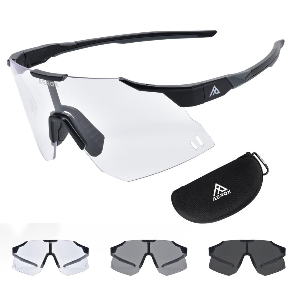 AEROX Photochromic Running Sunglasses and Sports Glasses for Men and Women - Shades for Cycling and Baseball