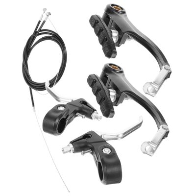 Yardwe 1set Mountain Bike Brake Calipers Set Lightweight Replacement Kit Pads Cables and Half-Aluminum Levers for Front and Rear Braking Systems