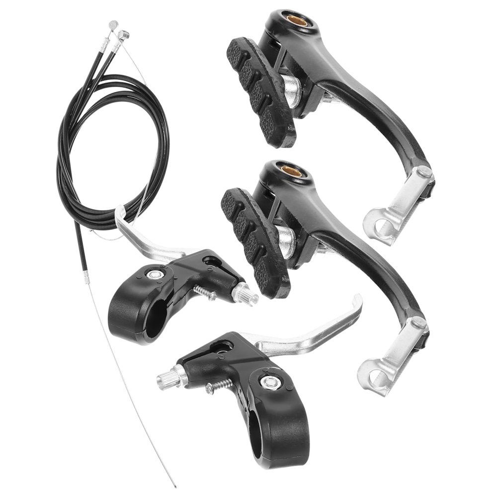 Yardwe 1set Mountain Bike Brake Calipers Set Lightweight Replacement Kit Pads Cables and Half-Aluminum Levers for Front and Rear Braking Systems