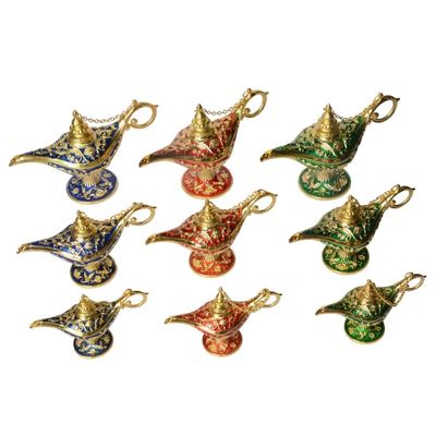 LiuliuBull Hand Painted Enamel Magic Lamp Decorative Hinged Jewelry Trinket Box Novelty Gift Home Decor (Color : Blue, Size : Medium)