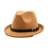 Classica Felt Fedoras Hat for Men Women Cowboy Trilby Cap Church Jazz Hat with Belt khaki9 56-58cm view 1