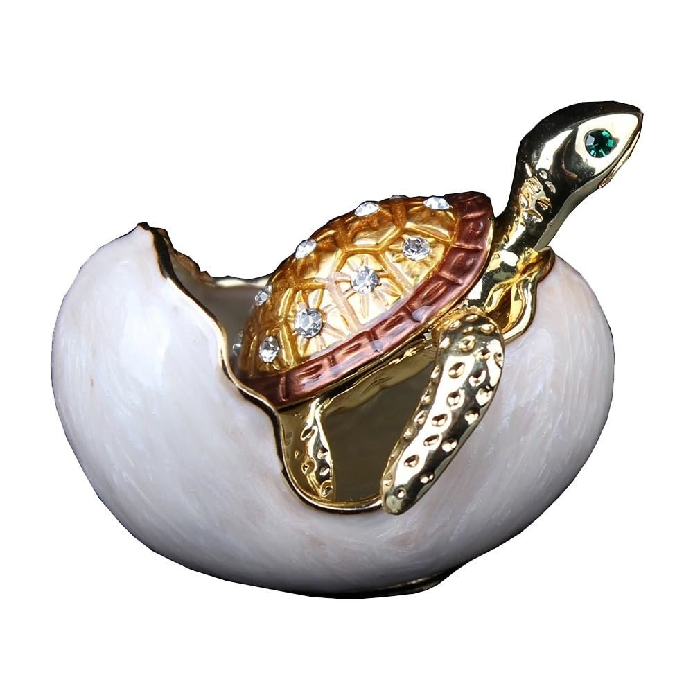 LiuliuBull Turtle in Egg Trinket Jewelry Box Nautical Decoration Sea Life Ornament Novelty Gifts