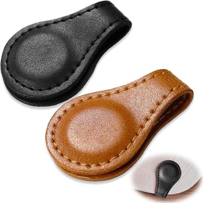 Adhere 2pcs Golf hat Clips Leather Golf hat Clips Golf Marker Holder with Strong Magnetic Vegan Leather Golf Without Ball Markers. (Black+Brown)