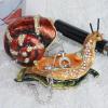 LiuliuBull Red Snail Animal Bejeweled Trinket Box Collectible Gift Metal Souvenir Home Decoration view 2
