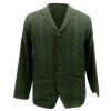 xoxingysm Mens Shawl Collar Cardigan Sweaters Button Down Cable Knitted Loose Fit Knitwear Open Front Winter Warm Outwear Green view 2