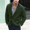 xoxingysm Mens Shawl Collar Cardigan Sweaters Button Down Cable Knitted Loose Fit Knitwear Open Front Winter Warm Outwear Green view 3