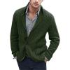 xoxingysm Mens Shawl Collar Cardigan Sweaters Button Down Cable Knitted Loose Fit Knitwear Open Front Winter Warm Outwear Green view 1
