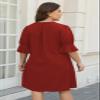 Celkuser Plus Size Summer Casual Shift Dress for Curvy Women V Neck Ruffled Sleeves Loose Shirt Dresses with Pockets 2025 (cel164,14,Wine) view 2