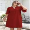 Celkuser Plus Size Summer Casual Shift Dress for Curvy Women V Neck Ruffled Sleeves Loose Shirt Dresses with Pockets 2025 (cel164,14,Wine) view 3