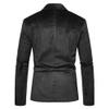 Men's Solid Color Velvet Blazer Two Button V Neck Slim Fit Suit Jacket Sports Coats for Prom Wedding Dinner Party (Black,Small) view 3