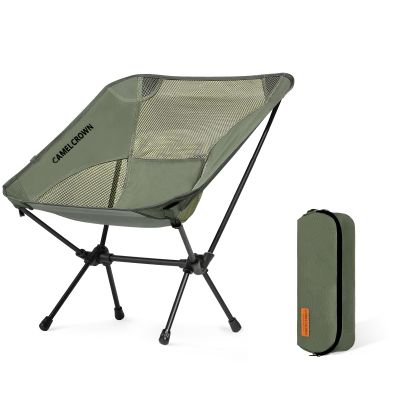 CAMEL CROWN Portable Camping Chair Lightweight Compact Folding Chair Mesh for Outdoor Camp Travel Beach Picnic Festival Hiking Backpacking Army Green
