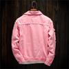 SWJGLITTR Men Button Distressed Denim Jacket Ripped Slim Trucker Jean Jackets Casual Cowboy Cut Biker Coats (3X-Large,Pink) view 3