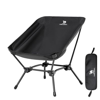 CAMEL CROWN Folding Camping Chair, Lightweight Portable Compact Lawn Chair with Side Pocket for Outdoor Travel Beach Picnic Hiking Backpacking Black