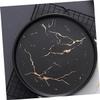 PACKOVE 1pc Gold Round Ceramic Jewelry Dish Elegant Trinket Tray for Earrings Accessories Marble Patterned Storage Plate for Home Office Decor view 2