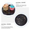 PACKOVE 1pc Gold Round Ceramic Jewelry Dish Elegant Trinket Tray for Earrings Accessories Marble Patterned Storage Plate for Home Office Decor view 3