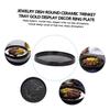 PACKOVE 1pc Gold Round Ceramic Jewelry Dish Elegant Trinket Tray for Earrings Accessories Marble Patterned Storage Plate for Home Office Decor view 4
