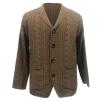 xoxingysm Cardigan Sweater for Men Shawl Collar Button Down Cable Knit Casual Fishing Warm Sweater Coat with Pockets Brown view 2