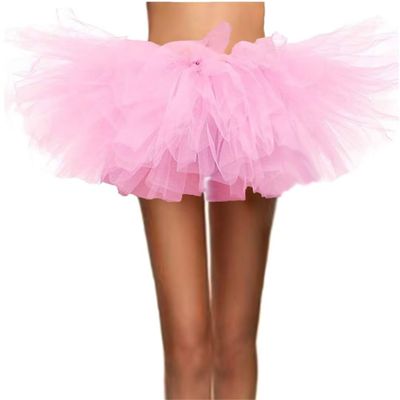 WDPL Women's Mini Ballet Halloween Tutu Costume Tulle Skirt Spring Costume Pink Medium