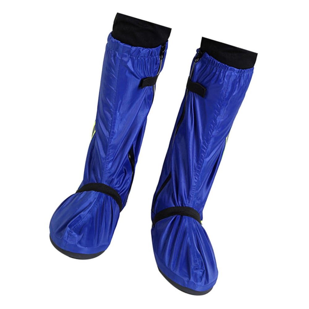 HOMSFOU 1 Pair Oxford Cloth High Rain Boot Cover Waterproof Shoes Cover Reflective Strip Fit for Men Women