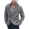 xoxingysm Cardigan Sweater for Men Shawl Collar Button Down Cable Knit Casual Fishing Warm Sweater Coat with Pockets Grey view 1