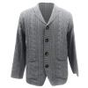 xoxingysm Cardigan Sweater for Men Shawl Collar Button Down Cable Knit Casual Fishing Warm Sweater Coat with Pockets Grey view 2