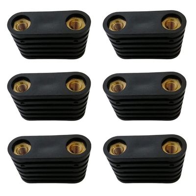 ALOEU 6Pcs Windsurfing Black Plastic 2-Hole Footstrap Insert Windsurf Board Footstrap Replacement Surfboard Surfing Accessorie