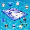 GYMMALL Inflatable Floating Dock Platform, 8ft*8ft Air Dock Platform Floating Island Raft with None-Slip Surface, 6in Thick Water Floating Dock Mat for Swimming Pool Lake Beach Ocean view 3