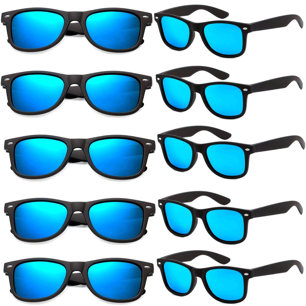 Eyegla Matte BlackSunglasses Bulk Adults Party Sunglasses 80s Glasses Shades Men Women Costume Eyewear Set-10 Pack