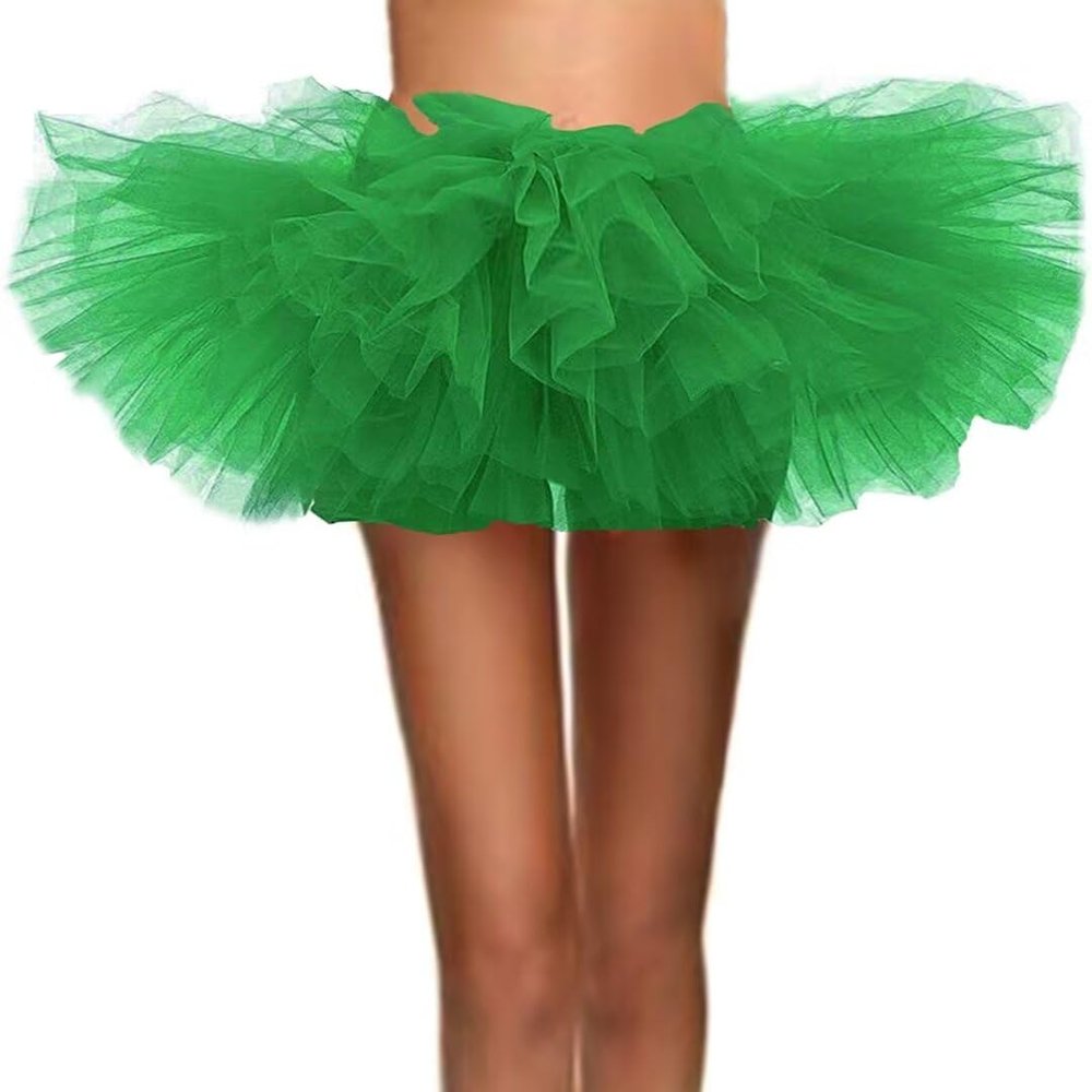WDPL Women's Mini Ballet Halloween Tutu Costume Tulle Skirt Green XXX-Large