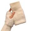 CHRISK Mink Fleece Soft Winter Half Finger Gloves Women Warm Luxury Solid White Plush Knitted Fingerless Gloves Wrist Mittens (Color : Black, Size : One Size) view 3