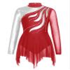 YOOJOO Girls Long Sleeves Figure Ice Skating Dress Kids Leotard Roller Skating Rhinestones Sheer Mesh Ballet Dance Dress G1141Burgundy 16 Years view 1