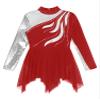YOOJOO Girls Long Sleeves Figure Ice Skating Dress Kids Leotard Roller Skating Rhinestones Sheer Mesh Ballet Dance Dress G1141Burgundy 16 Years view 3