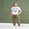 ARTMINE Girls 2-Piece Clothing Sets Sleeve Printed T-shirt+Casual Drawstring Elastic Waist Cargo Pants, US 13-14 Years = Tag 170 view 2