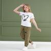 ARTMINE Girls 2-Piece Clothing Sets Sleeve Printed T-shirt+Casual Drawstring Elastic Waist Cargo Pants, US 13-14 Years = Tag 170 view 3