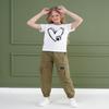 ARTMINE Girls 2-Piece Clothing Sets Sleeve Printed T-shirt+Casual Drawstring Elastic Waist Cargo Pants, US 13-14 Years = Tag 170 view 4