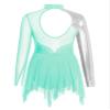 YOOJOO Girls Long Sleeves Figure Ice Skating Dress Kids Leotard Roller Skating Rhinestones Sheer Mesh Ballet Dance Dress G1141Bluegreen 14 Years view 2
