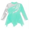 YOOJOO Girls Long Sleeves Figure Ice Skating Dress Kids Leotard Roller Skating Rhinestones Sheer Mesh Ballet Dance Dress G1141Bluegreen 14 Years view 3