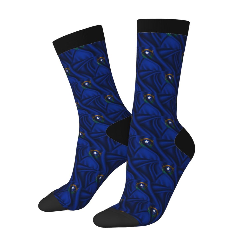 MULIHU Silk Style Flag Of Nevada Socks For Men Women Sport Crew Socks Athletic Running Socks Wicking Socks
