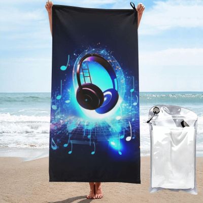 KHiry Microfiber Towel Beach Towels Music Night Quick Dry Towel Soft Lightweight Travel Towels Absorbent Large Easy Pack Travel Things Beach Blanket for Gym Sports Swimming, White