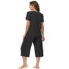 WiWi Women's Summer Pajama Set Viscose from Bamboo Loungewear Soft 2 Piece loose Capris Pjs S-XXL, Black, Large view 2