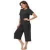 WiWi Women's Summer Pajama Set Viscose from Bamboo Loungewear Soft 2 Piece loose Capris Pjs S-XXL, Black, Large view 4