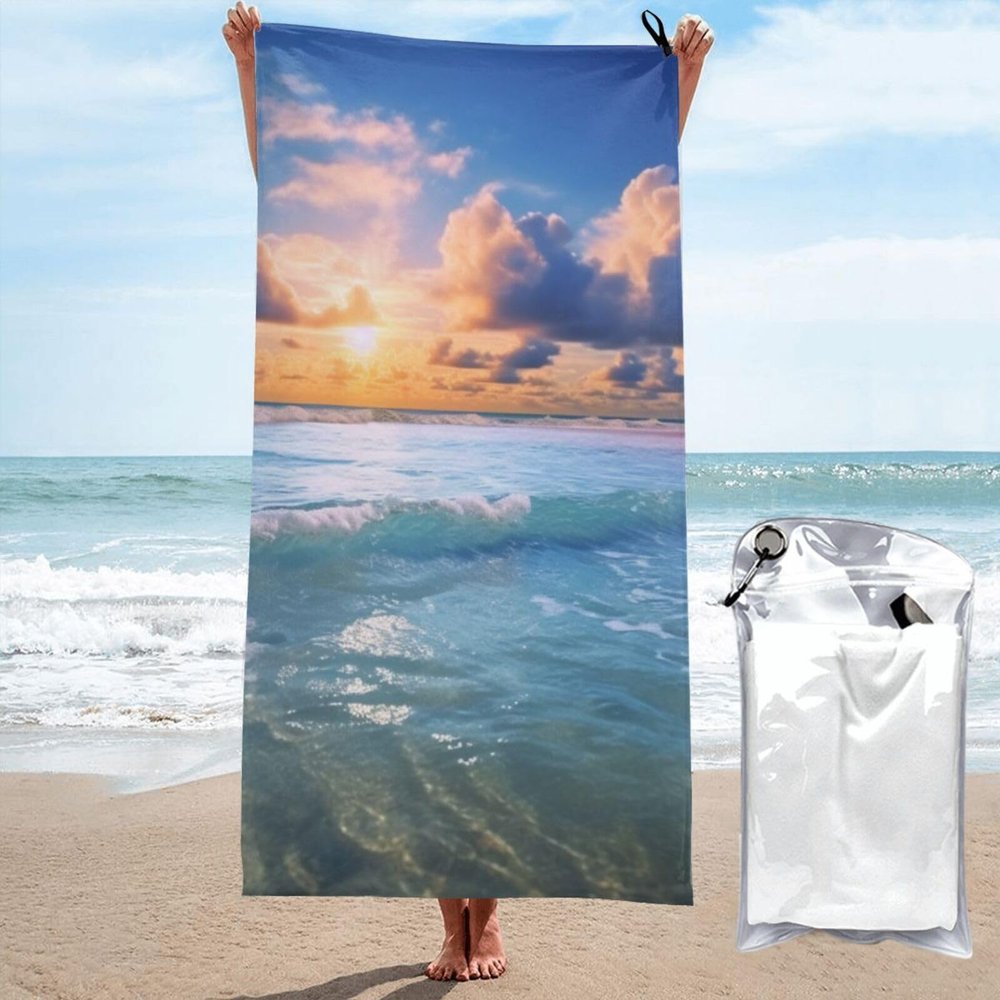 KHiry Microfiber Towel Beach Towels Ocean Dreamy Quick Dry Towel Soft Lightweight Travel Towels Absorbent Large Easy Pack Travel Things Beach Blanket for Gym Sports Swimming