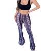 Mxiqqpltky Plus Size Flare Leggings for Women High Waist Printed Stretch Yoga Flared Pants Bodycon Hippie Pants Bell Bottoms (Purple, S) view 1