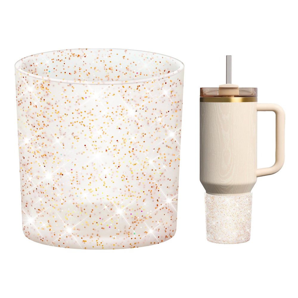 WUQID Glitter Higher Silicone Boot Compatible with Stanley Quencher H2.0 40oz 30oz 20oz & IceFlow Flip 30oz 20oz, Tumbler Cups Anti-Slip Bottom Sleeve Cover