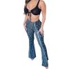 Mxiqqpltky Plus Size Flare Leggings for Women High Waist Printed Stretch Yoga Flared Pants Bodycon Hippie Pants Bell Bottoms (Blue, S) view 1